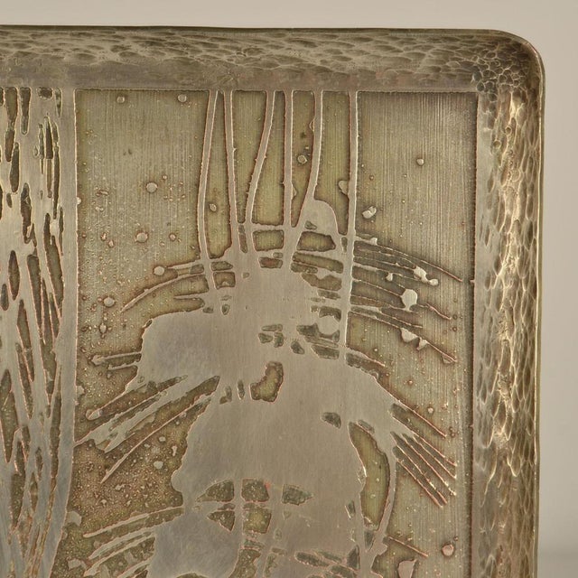 Large Double Door Handles with Etched Silver Plated Texture, 1960s For Sale - Image 9 of 12