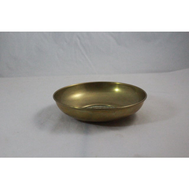 Vintage Solid Brass Ashtray / Catchall Bowl With Floral Detail Bottom For Sale - Image 4 of 6
