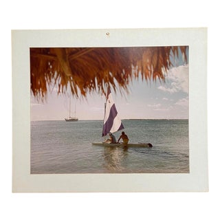 Vintage Lifestyle Photograph of Couple on Sailboat Circa 1976, One of a Series For Sale