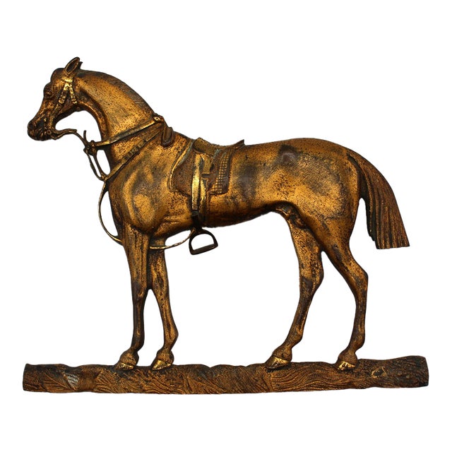 Late 19th-Early 20th Century Anglo-American Gilt Bronze Horse Silhouette For Sale