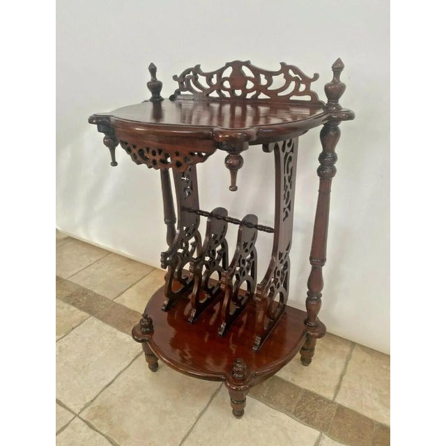 1930s Vintage Victorian Style Table Magazine Rack Bottom Storage Chinese Chippendale For Sale - Image 5 of 10