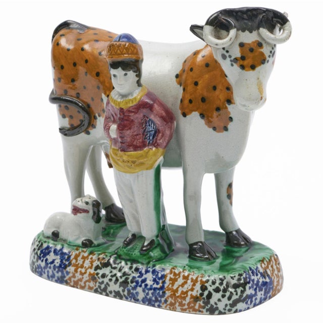 Yorkshire Prattware Figures of Cows With Attendants For Sale - Image 9 of 10