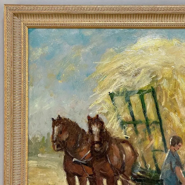 Vintage Framed Oil Painting on Panel by Dieudonne Damoiseaux (1918-2000) For Sale - Image 9 of 13
