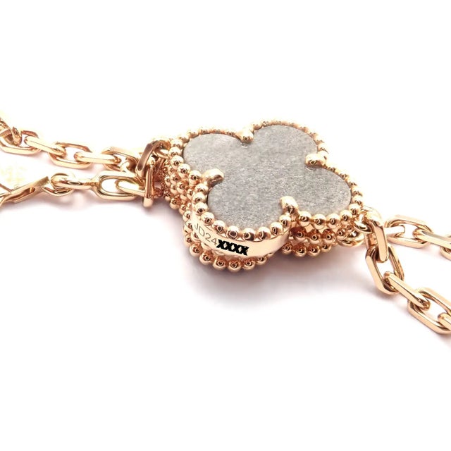 Van Cleef & Arpels Rose Gold 20 Motif Alhambra Obsidian Necklace For Sale In Philadelphia - Image 6 of 9