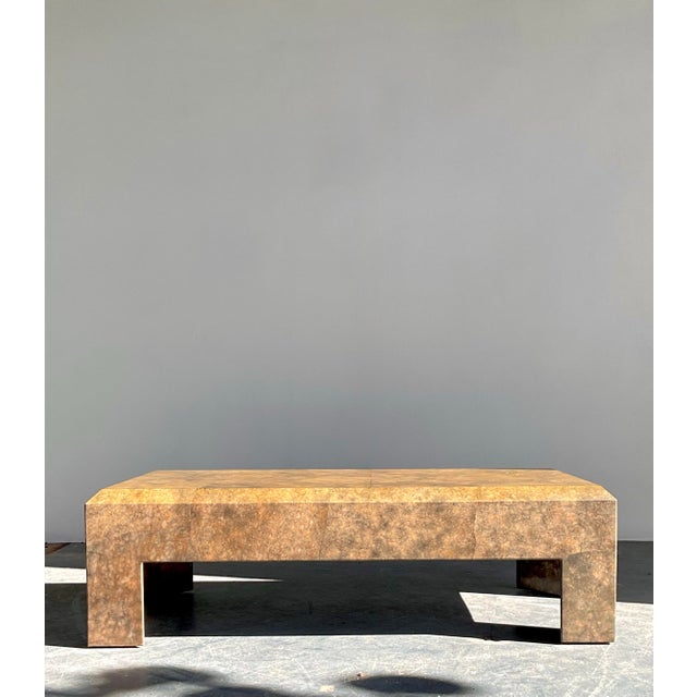 Coffee Vintage Boho Beveled Parchment Coffee Table For Sale - Image 8 of 12