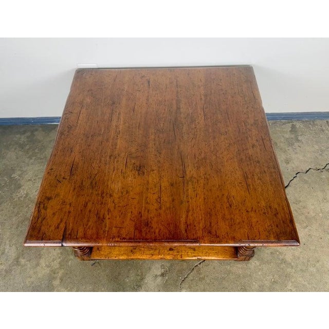 French Country Walnut Coffee Table With Turned Legs and Lower Shelf For Sale - Image 13 of 13