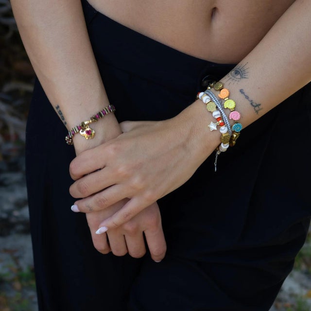 Guardian Love Ruby Heart & Gold Elephant Bracelet For Sale - Image 4 of 7