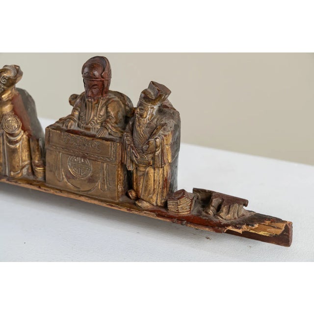 Chinese Relief Fragment of Carved and Lacquered Wood, 1800s For Sale - Image 4 of 8