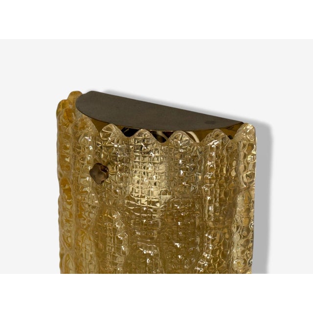 1960s Orrefors, Swedish Modern, Brass, Glass, Wall Light, Sweden, 1960s For Sale - Image 5 of 9