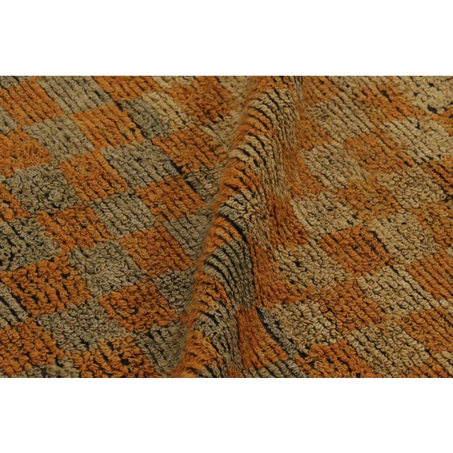Textile Vintage Turkish Tulu Rug, Orange and Green Checkered Pattern - Rug & Kilim For Sale - Image 7 of 8
