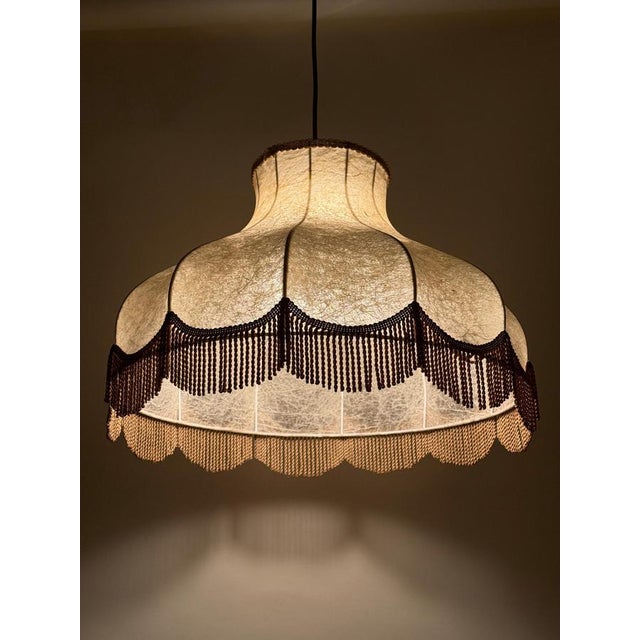 1970s Vintage Cocoon Lamp with Fringes, Germany, 1970s For Sale - Image 5 of 14