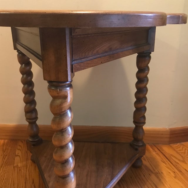 Gothic 1960s Barley Twist Trefoil Side Table by Brandt Two Tier Oak For Sale - Image 3 of 11