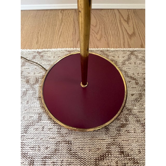 Vintage Mid Century Brass and Red Floor Lamp W/3 Fabric Shades For Sale In New York - Image 6 of 6