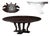 64 to 84 Round Transitional Ebonized Oak Jupe Table With Self-Storing Leaves Seats 6-10 People For Sale