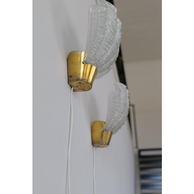 Metal Mid-Century Modern Brass and Glass Wall Lights from ASEA, 1950s, Set of 2 For Sale - Image 7 of 11
