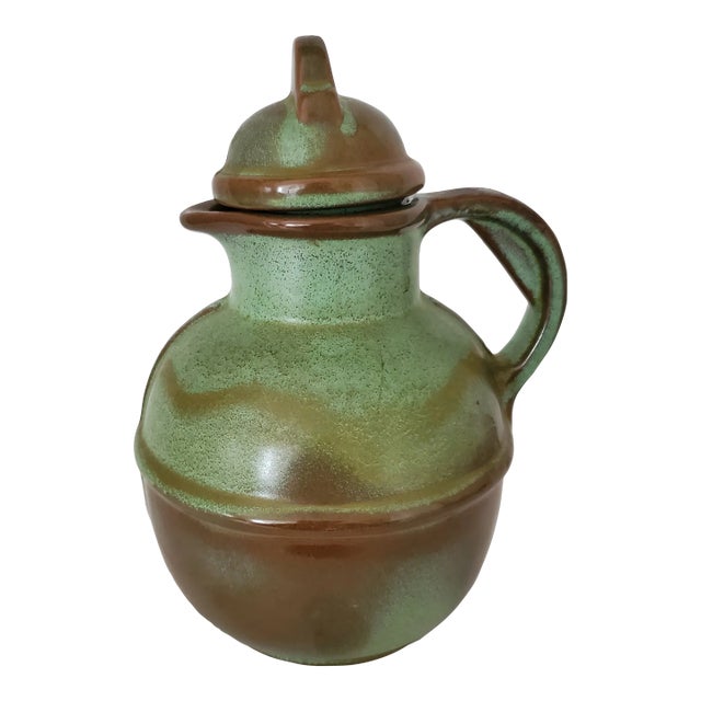 Francona MCM Prairie Green Carafe With Lid, 1950's For Sale