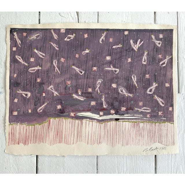 1980s Barbara Beck 1986 Abstract Acrylic Painting on Paper - Signed/Dated/Unframed For Sale - Image 5 of 8