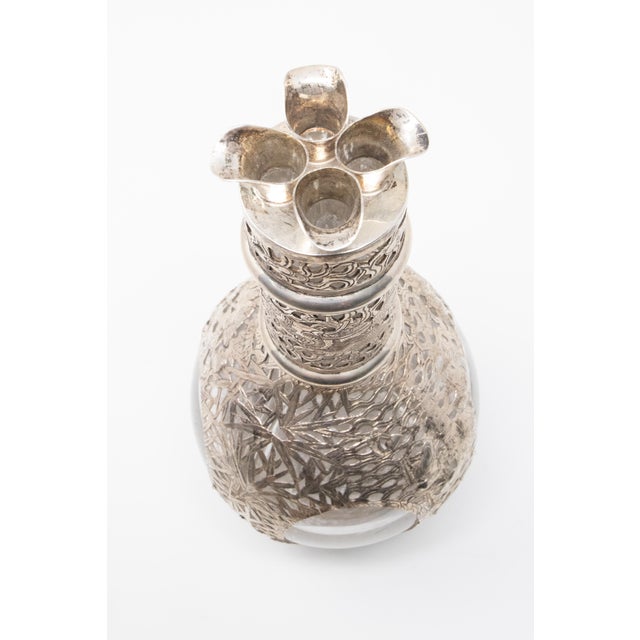 Asian Antique Asian Decanter Silver Over Glass, Late 19th Century For Sale - Image 3 of 13