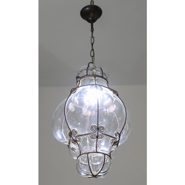 Transparent 1970s Large Size Transparent Colour Venetian Lantern, Seguso Murano Glass For Sale - Image 8 of 16