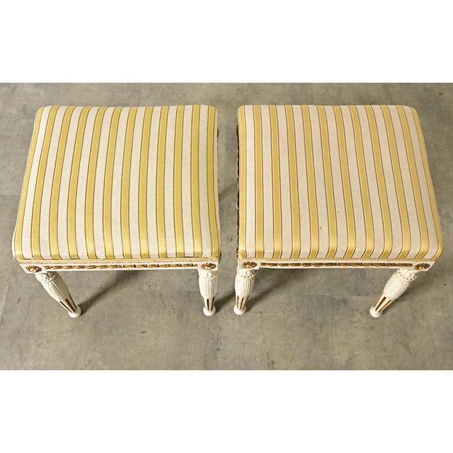 French Swedish Pair of Louis XVI Style Stools Late 19th Century For Sale - Image 3 of 9