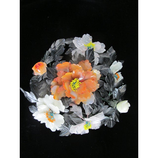 Chinese Chinese Carved Jade Carnelian & Quartz Hardstone Flower Centerpiece For Sale - Image 3 of 13