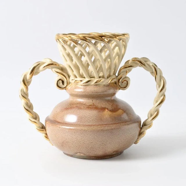 Antique Belgian Openwork Vase from Faiencerie Thulin For Sale - Image 12 of 12