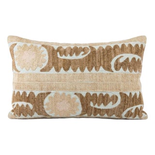Embroidered Suzani Lumbar Pillow Cover 16'' X 22'' For Sale