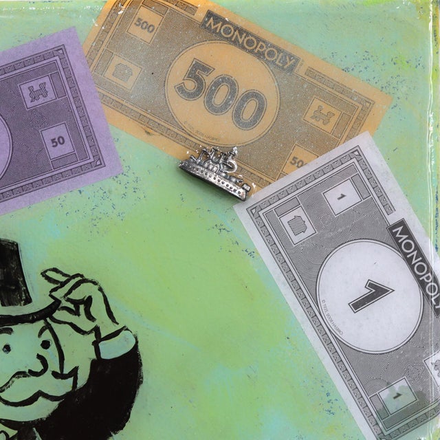 Textile Advance to Hollywood BLVD - Original Los Angeles Monopoly Pop Art Mixed Media Painting by Kathleen Keifer For Sale - Image 7 of 9
