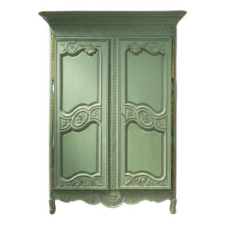 Early 19th Century French Pistache Green Marriage Armoire For Sale