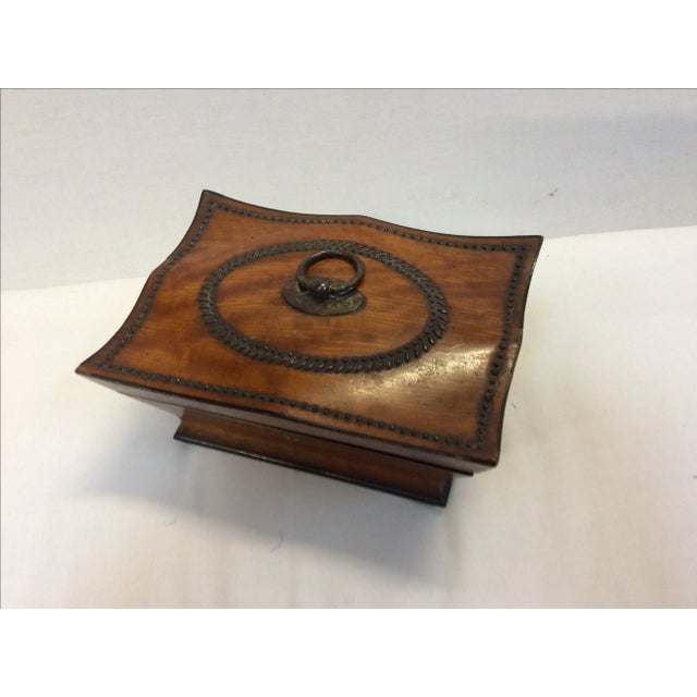 Mid-Century Modern Antique Box With Tack Work Decorations For Sale - Image 3 of 10