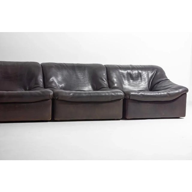 Brown Large DS-46 Modular Sofa with Chair from De Sede, 1970s, Set of 6 For Sale - Image 8 of 16