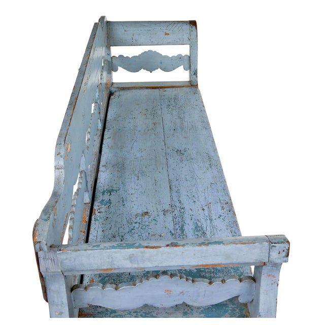 Large Swedish Painted Bench, 1850s For Sale - Image 9 of 12
