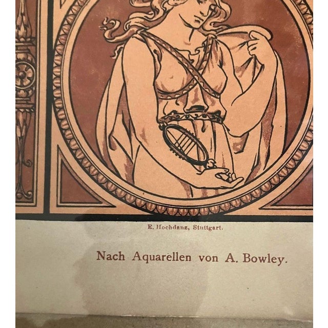 1900 - 1909 Framed C. 1900 German Jugendstil Allegory of Music Lithograph Print For Sale - Image 5 of 7
