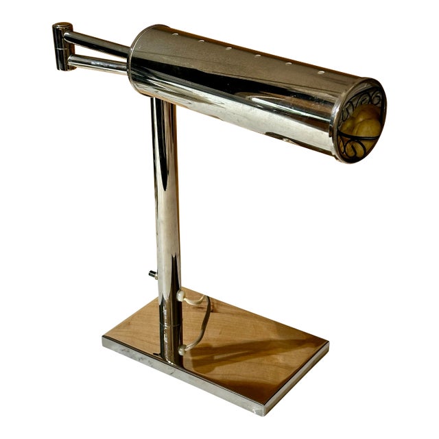 Mid-Century Modern Walter Von Nessen Swing-Arm Desk Lamp (Model 62, Signed Bronx Ny). For Sale
