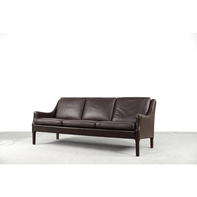 1960s 3-Seater Chocolate Leather Sofa, 1960s For Sale - Image 5 of 18