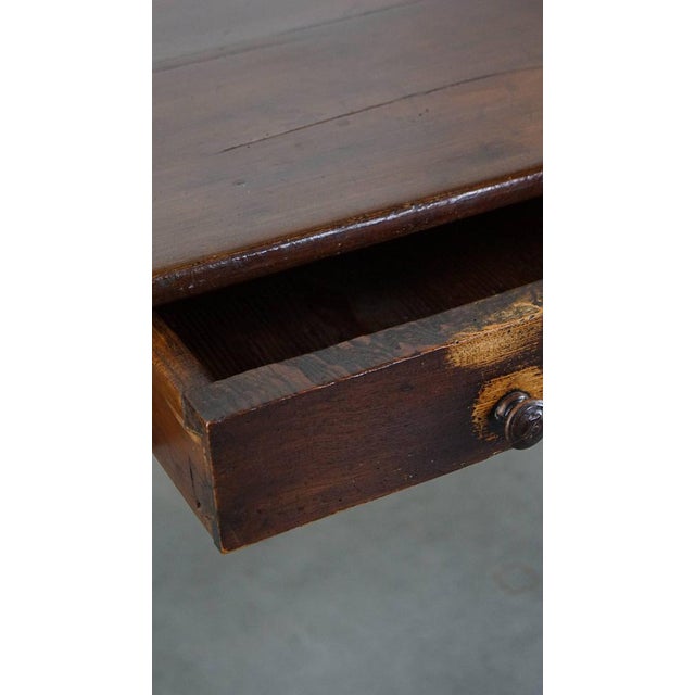 Brown Antique French Fruit Tree Wood Dining Table with 2 Drawers For Sale - Image 8 of 13