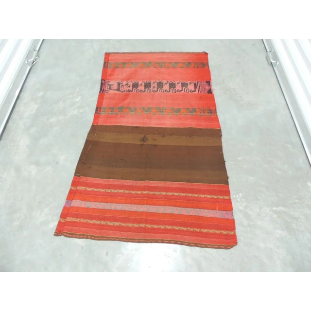 2000 - 2009 Vintage Red & Brown Heavy Woven Peruvian Saddle Blanket Textile For Sale - Image 5 of 5