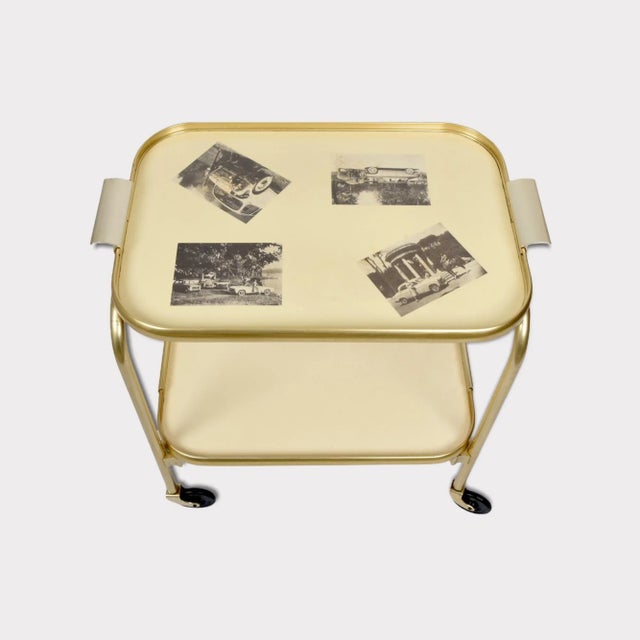 Mid-Century Italian Golden Aluminum & Formica Bar Cart, 1950s For Sale - Image 16 of 18