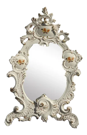 Vintage Capo Di Monte Italian White Floral Mirror 43"h