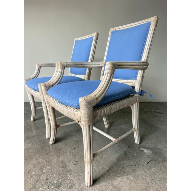 English Vintage Rattan Armchairs With Sculptural Fretwork Backs, a Pair For Sale - Image 3 of 11