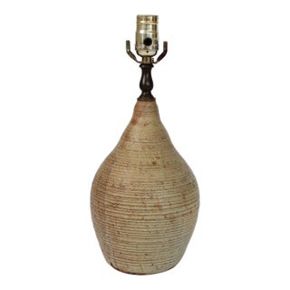 1970's Studio Art Pottery Beige Table Lamp For Sale