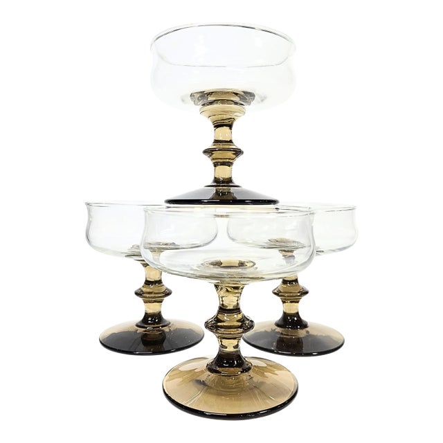 Late 20th Century Boho Chis Spicy Stemmed Champagne Coupes - Set of Four For Sale