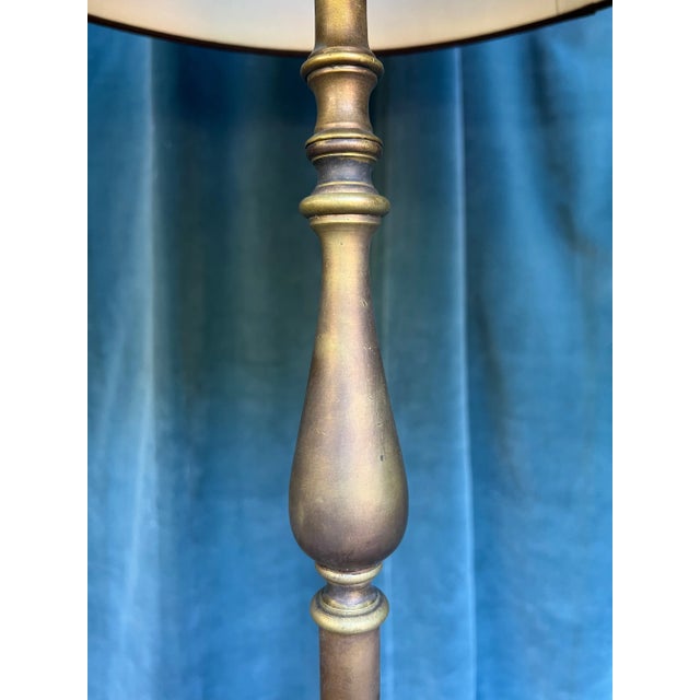 French 1940s Brass and Bronze Floor Lamp For Sale - Image 11 of 16