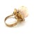 Contemporary Pink Coral Carved Rose 14k Yellow Gold Ring - Size 8 For Sale - Image 3 of 7