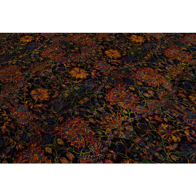 Contemporary Room Size Sari Silk Rug With Multicolored Floral Design For Sale In New York - Image 6 of 7