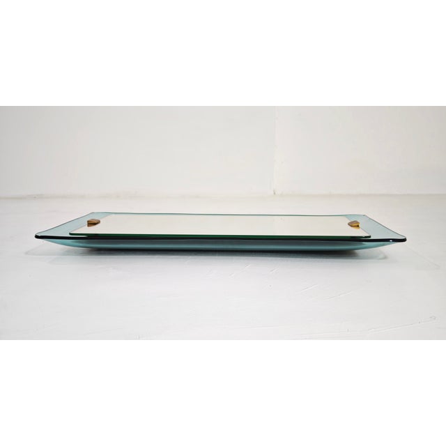 Mid-Century Modern Aquamarine Stained Glass Wall Mirror by Max Ingrand for Fontana Arte, 1950s For Sale - Image 13 of 18