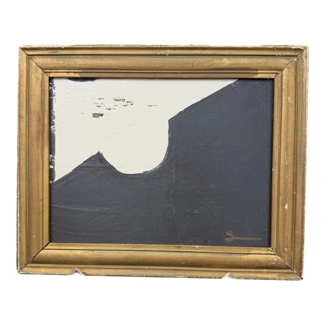 Original Petite Modern Abstract Painting in Antique Gold Frame For Sale