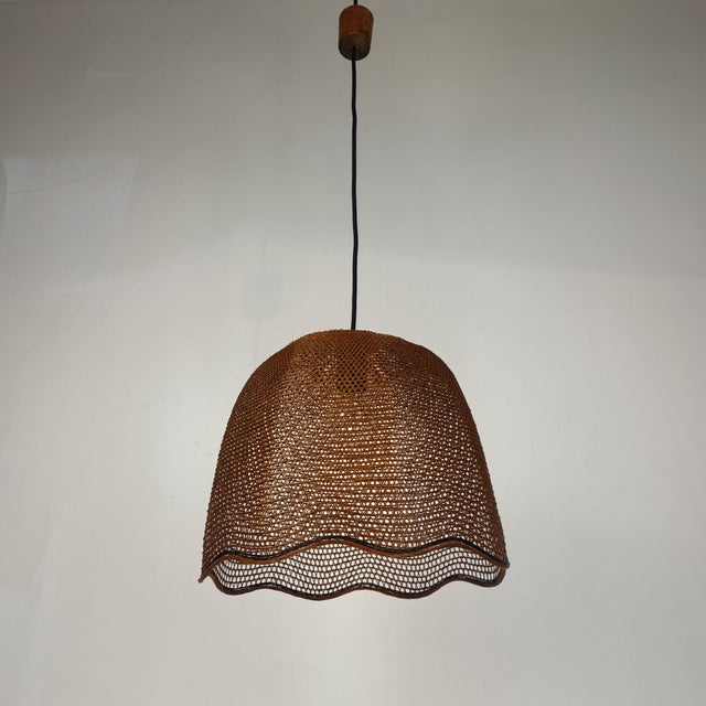 Brown Mid-Century Modern Wicker Pendant Light, Italy, 1960s For Sale - Image 8 of 10