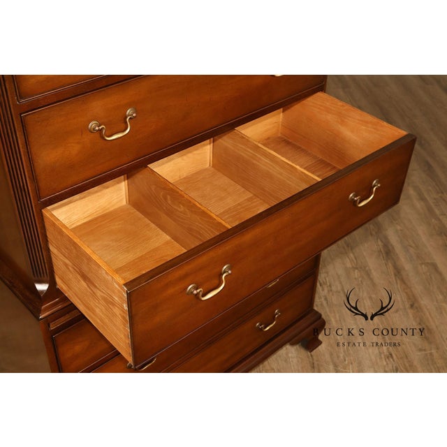 Kittinger Mahogany 10 Drawer Chippendale Style Chest-on-Chest Tall Dresser For Sale - Image 13 of 18