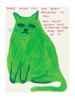 David Shrigley, This Huge Cat Lithograph, 2022, Paper, Framed